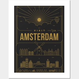 Amsterdam Minimal Lineal Poster Posters and Art